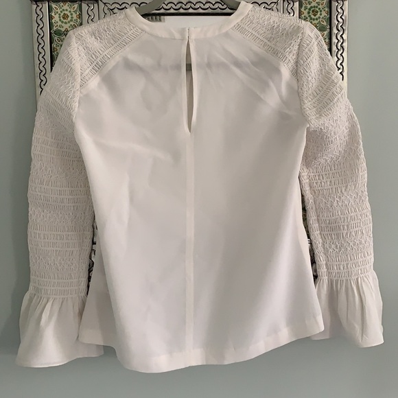 A.L.C. Sidra Smocked Crepe De Chine Silk Blouse - Picture 8 of 14